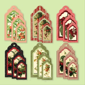 Cherry Strawberry Tags, Gift Tags, Baked Goods Gift Tag, Digital Collage, Instant Download, Paper Crafts, Printable, Scrapbooking, ATC 551t