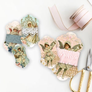 Angel Ribbon Lace Holder Keeper Thread Scrapbooking download Printable Digital Image jewelry holder greeting card gift tag 508