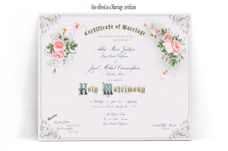 Wedding Vow Renewal Template Certificate Printable Editable Etsy
