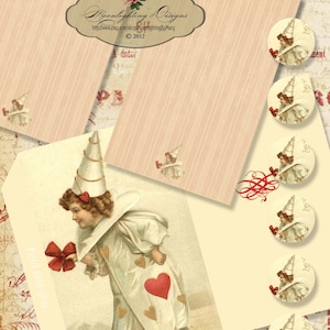 VINTAGE VALENTINE CARDS Printable Digital envelopes and vintage note cards in two sizes 873s
