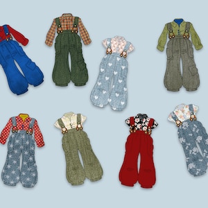 Printable Coveralls Digital, Boys and Girls Clip Art, Junk Journal, Collage, Embellishment, Vintage, Ephemera, Die Cut, Instant Download