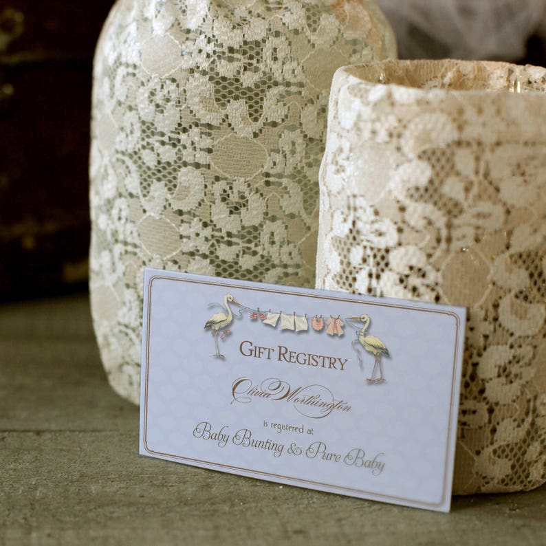 Stork Baby Registry Insert Card Printable Digital Custom Etsy