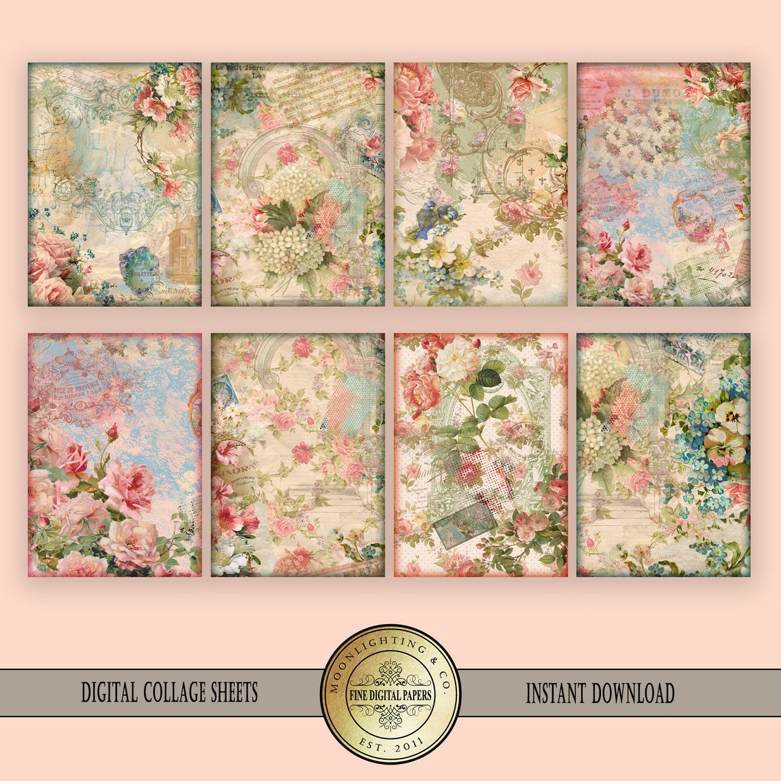 ATC Victorian Shabby Chic Vintage Printable Collage Sheet Labels Hang ...