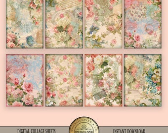 ATC Victorian Shabby Chic vintage printable collage sheet labels hang tag clip art Scrapbooking Digital Cards Printable Download Tags 512a