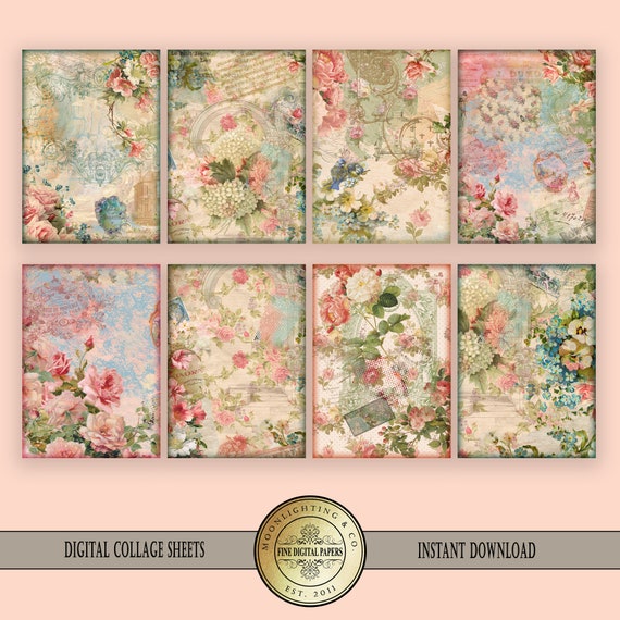 atc victorian shabby chic vintage printable collage sheet etsy