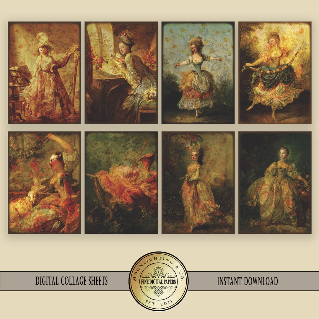 ATC French Shabby Chic, Gift Tags, Digital Collage Sheet, Labels ...