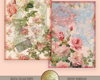 Victorian Shabby Chic vintage printable collage sheet clip art Scrapbooking Digital Cards Printable Download Tags 512a