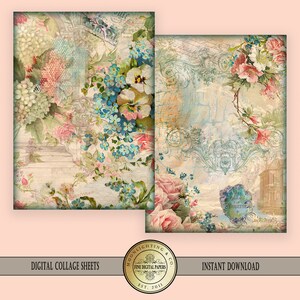 Victorian Shabby Chic vintage printable collage sheet clip art Scrapbooking Digital Cards Printable Download Tags 512d