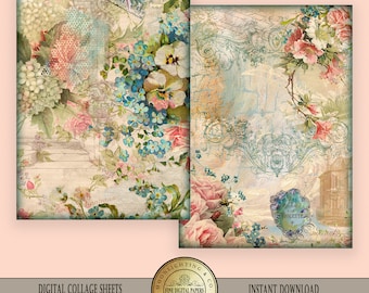 Victorian Shabby Chic vintage printable collage sheet clip art Scrapbooking Digital Cards Printable Download Tags 512d