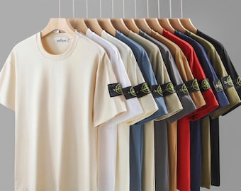 2026 STONE ISLAND Men's Short-sleeve T-shirt & polos, ribbed neckline and Compass patch NEW