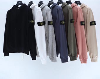 Felpa con cappuccio STONE ISLAND 2026 per uomo e donna, con patch logo Compass, 100% cotone tinta unita, felpa vintage, unisex NUOVA
