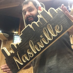Nashville Skyline Wall Art | wooden sign | wall decor, wooden sign, TN, pine signs, handmade tennessee sign, Music city