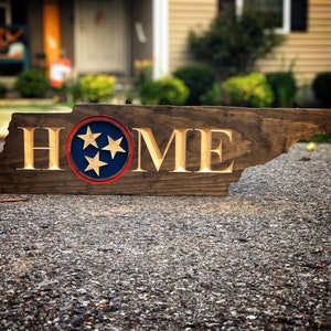 Tennessee HOME Wood Sign with Tristar Cutout image 4