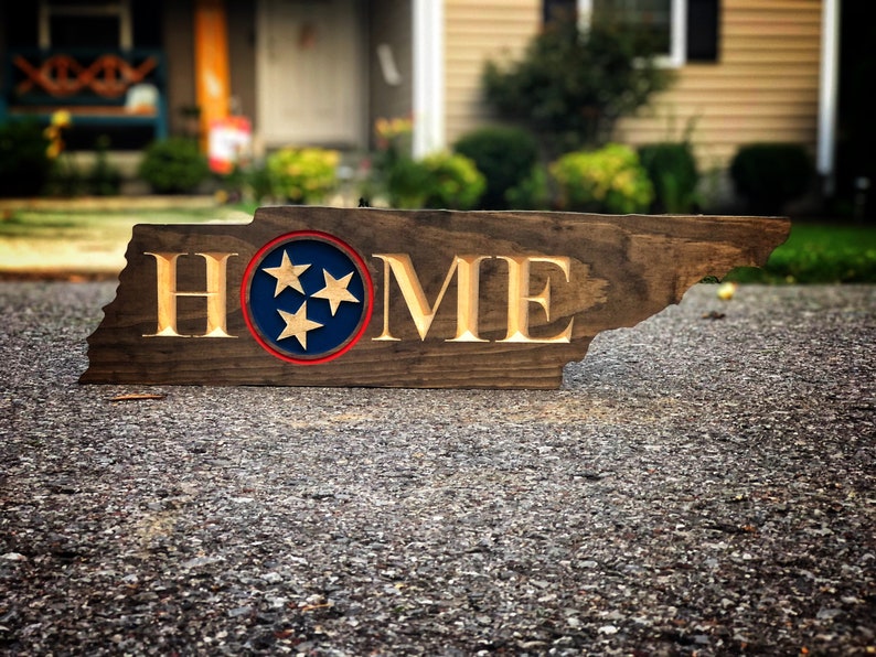 Tennessee HOME Wood Sign with Tristar Cutout image 4