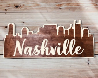 Handmade Nashville Skyline Wooden Wall Art - Tennessee Home Decor