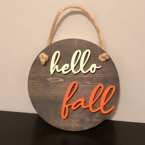 Handmade Hello Fall Hanging Sign: Autumn Wall Decor
