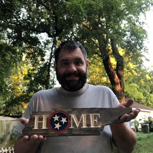 Tennessee HOME Wood Sign with Tristar Cutout 21" x 5.2"