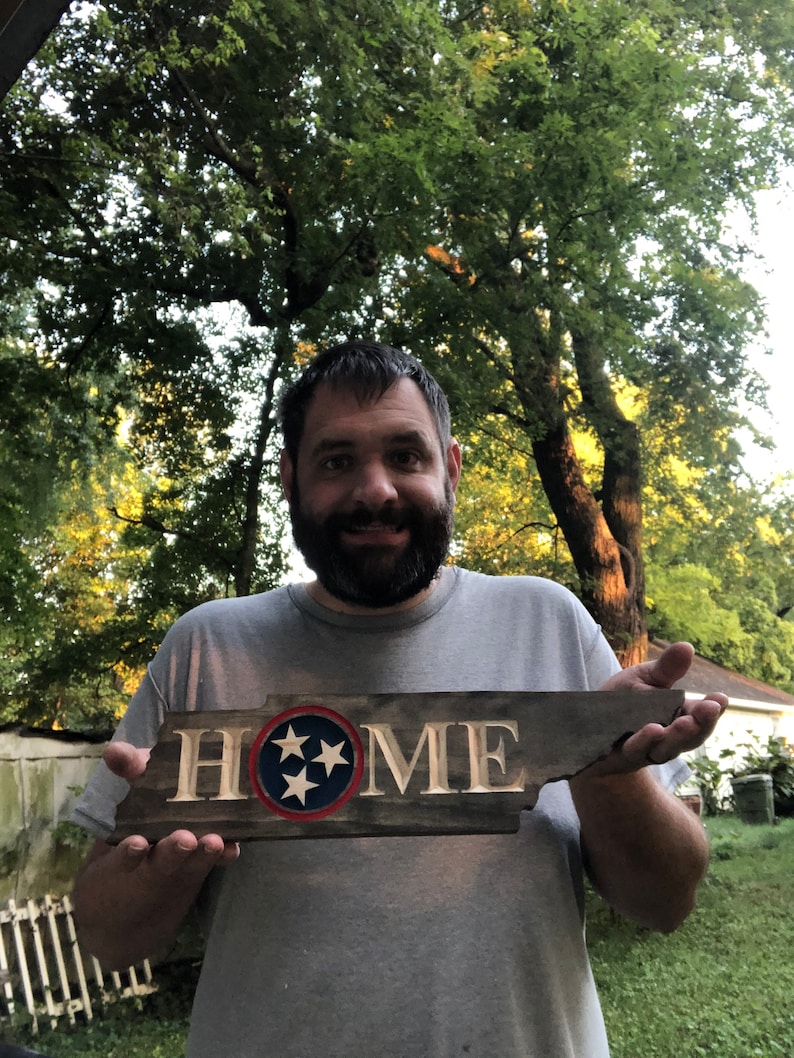 Tennessee HOME Wood Sign with Tristar Cutout 21" x 5.2"