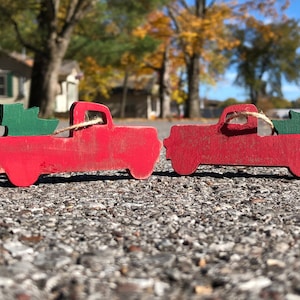 LIMITED EDITION - 2 Rustic Red Farm Truck with Tree, Christmas Ornament!, vintage red truck, Custom, red truck, red Christmas truck
