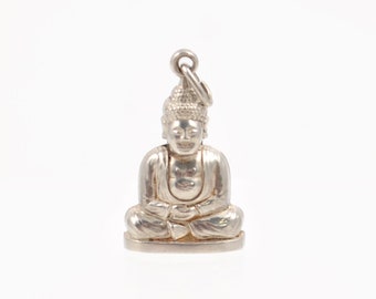 Vintage 800 Silver Buddha Charm - 1950s 1960s - Sitting Buddha - 2.3 Grams