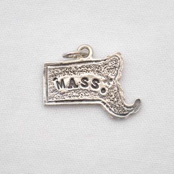 Vintage Massachusetts State Travel Souvenir Charm - Sterling Silver - 1950's - 1960's Travel Destination Jewelry