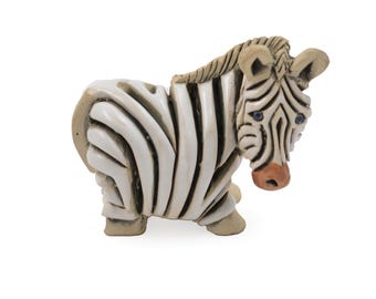 Vintage Artesania Rinconada Zebra Figurine - #48 - Uruguay Animal - Hand Crafted Ceramic - Retired Design