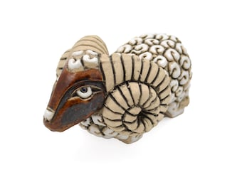 Vintage Artesania Rinconada Ram Figurine - #05 - Uruguay Animal - Hand Crafted Ceramic - Retired Design