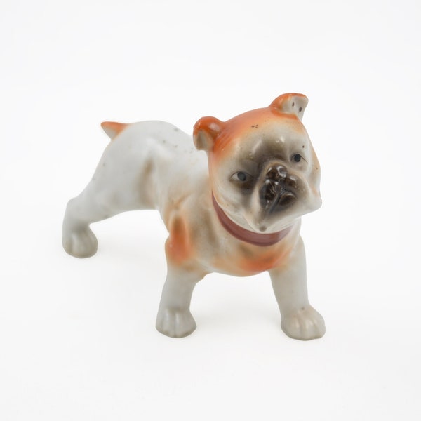 Vintage Bulldog Figurine - 1930's Japan - Glazed Ceramic Dog Figure - Collectibles - 4 1/2" Dog