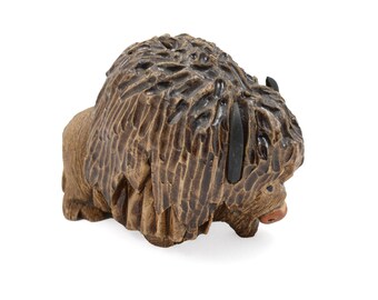 Vintage Artesania Rinconada American Bison Figurine - Uruguay Animal - Hand Crafted Ceramic - Retired Design