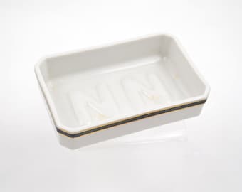 Vintage Norell Perfumes Porcelain Soap Dish - 1970s - Made in Japan Exclusively for Norell Perfumes Norman Norell - Art Deco Style - Scarce