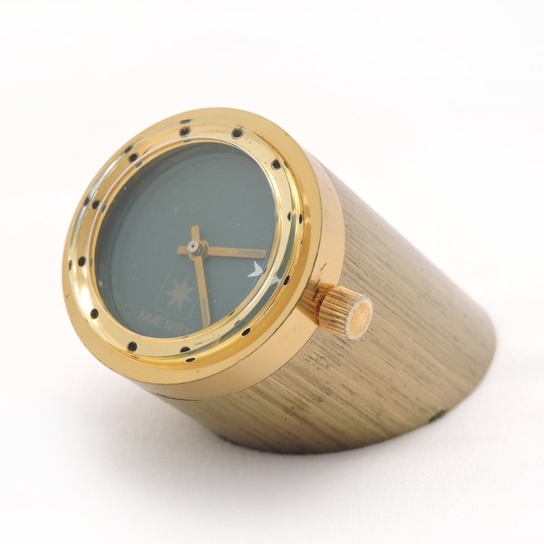 Vintage c.1970's Maersk Small Desktop Clock - Night & Day Disappearing Logo Clock - Executive Novelty Clock - Small Desk Clock