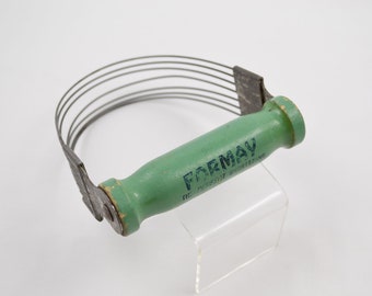 Vintage Green Handle Formay Shortening Pastry Cutter - 1940's Advertising Pastry Blender - Kitchen Baking Utensil - Farmhouse Kitchen