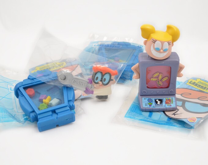 Vintage Dexter's Laboratory Burger King Toys Robo Repair Dexter and Dee