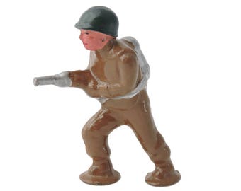 Vintage c.1950's Barclay B262 Lead Soldier with Flame Thrower - Podfoot Toy Soldier