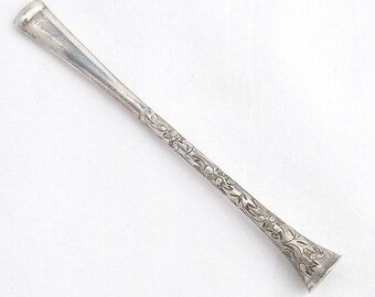 Vintage 950 Sterling Japanese Floral Design Cigarette Holder - 1930's - Engraved Etched - 8.3 Grams