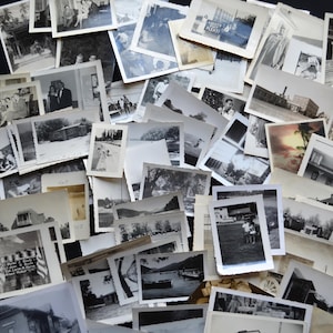 Lot of 125 Vintage 1930s - 1960s Photographs of Men Women Children Family Scenery Buildings - Original Black & White and Sepia Snapshots
