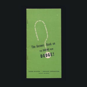Original Vintage 1949 Answer Book on the Daring New Dodge - Dealer Sales Brochure - Accessory Guide
