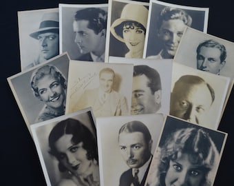Vintage 1920's Lot of 12 Movie Star Photographs - 5 x 7 Studio Photos - Movie Star Portraits - Publicity Fan Club Photos - Sepia Photos