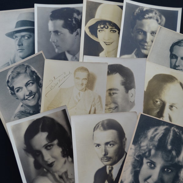 Vintage 1920's Lot of 12 Movie Star Photographs - 5 x 7 Studio Photos - Movie Star Portraits - Publicity Fan Club Photos - Sepia Photos