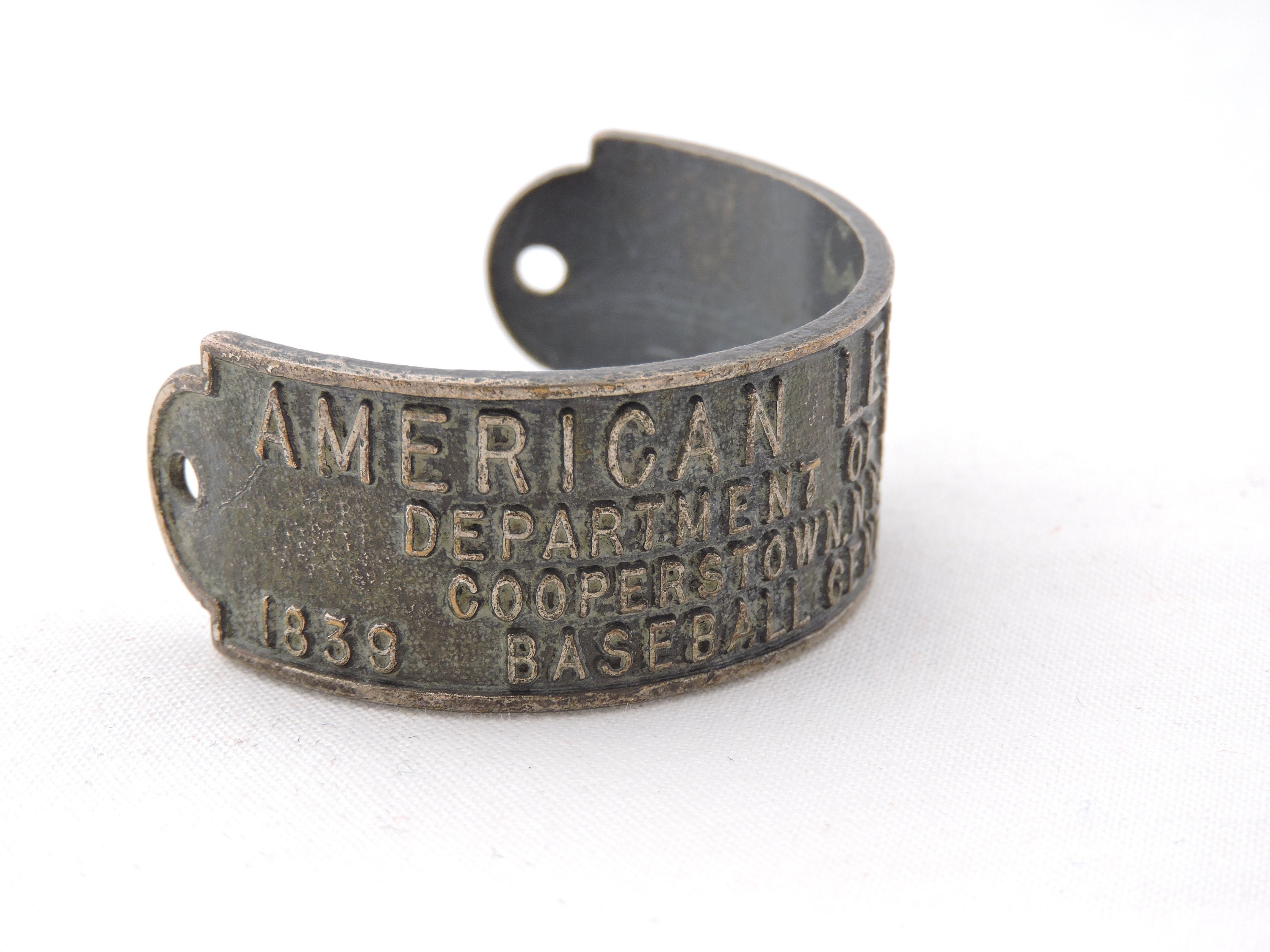 Antique 1939 Baseball Centennial Cooperstown, New York American Legion Flag Post Marker - Metal Flag Badge - Flag Pole Adornment - RARE