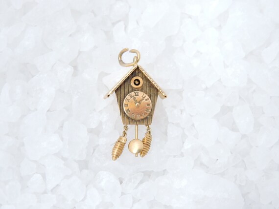 Vintage c.1970's 18K Gold Cuckoo Clock Small Penda