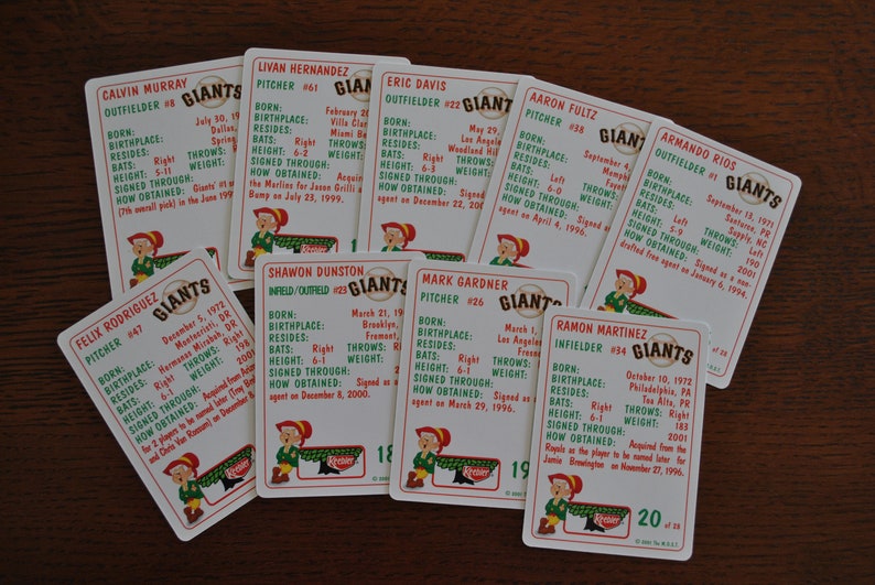 Vintage 2001 Keebler San Francisco Giants Baseball Cards - Etsy