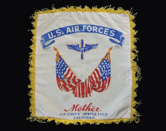 Vintage World War 2 1940s US Army Air Forces Souvenir Pillow