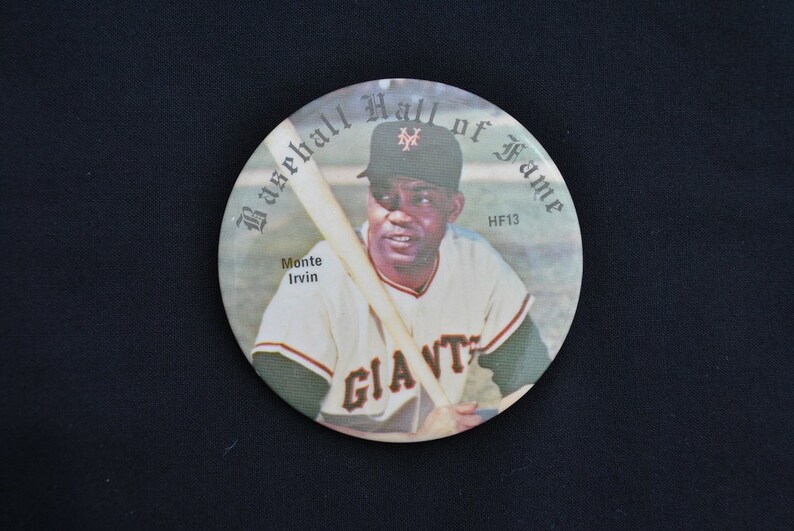 Large 3 Photo Badge Major League Baseball Souvenir Pin Vintage 1978 Monte Irvin San Francisco Giants Hall of Fame Pinback Button