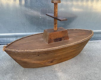Vintage 1980s Artesania Rinconada Wooden Noah's Ark Store Display - Solid Wood Ship Display for Animal Figurines