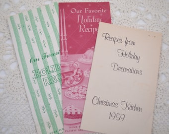 Vintage 1950s Christmas Kitchen Recipe Pamphlets - Recipes From Holiday Decorations Event - Pacific Gas & Electric Company Advertising