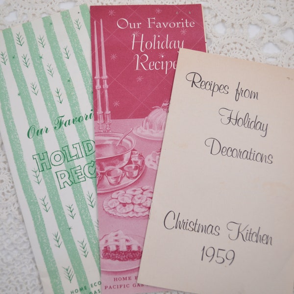 Vintage 1950s Christmas Kitchen Recipe Pamphlets - Recipes From Holiday Decorations Event - Pacific Gas & Electric Company Advertising