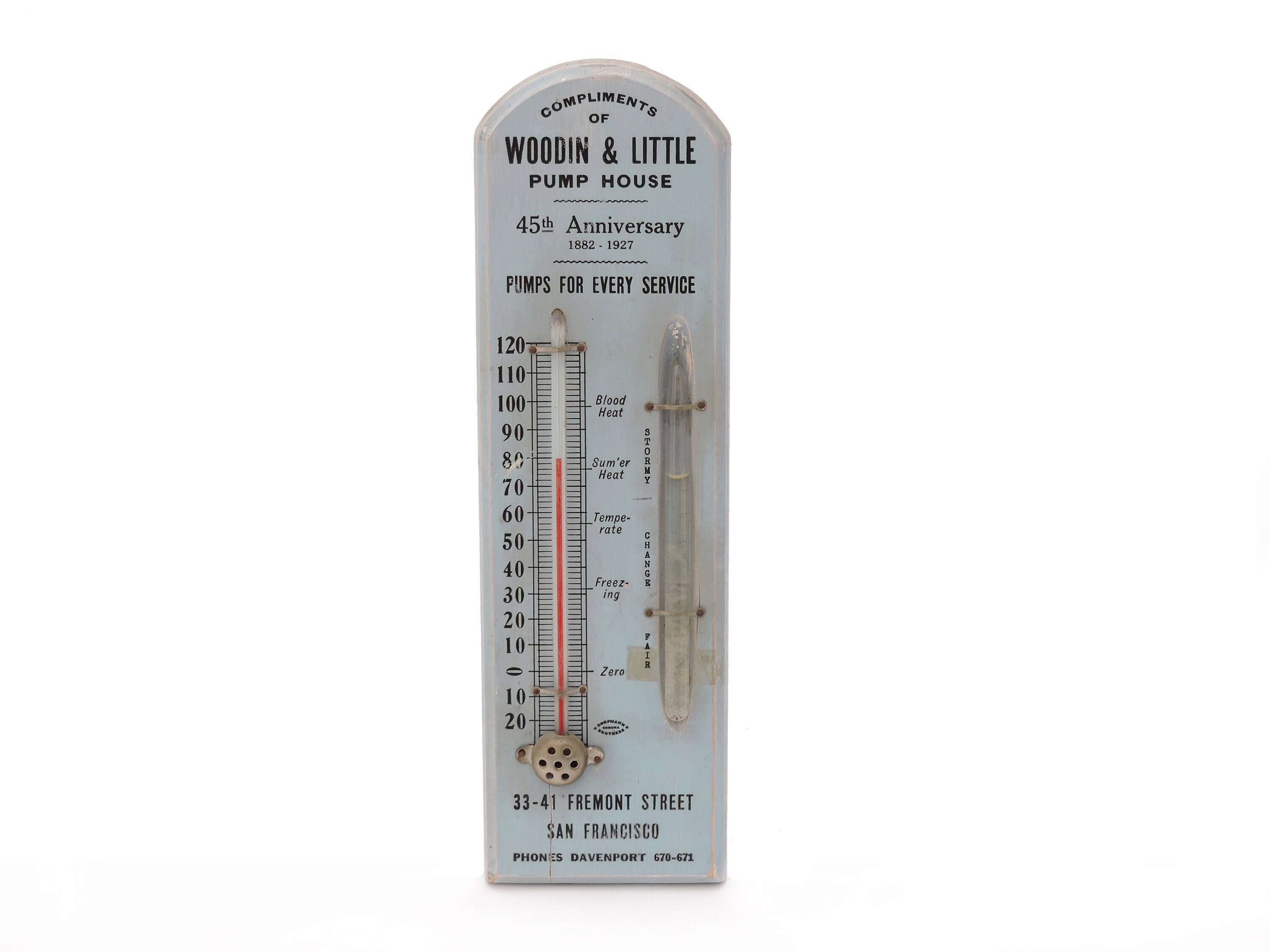 Antique Lighthouse Desk Thermometer, Advertising Richardson Piano