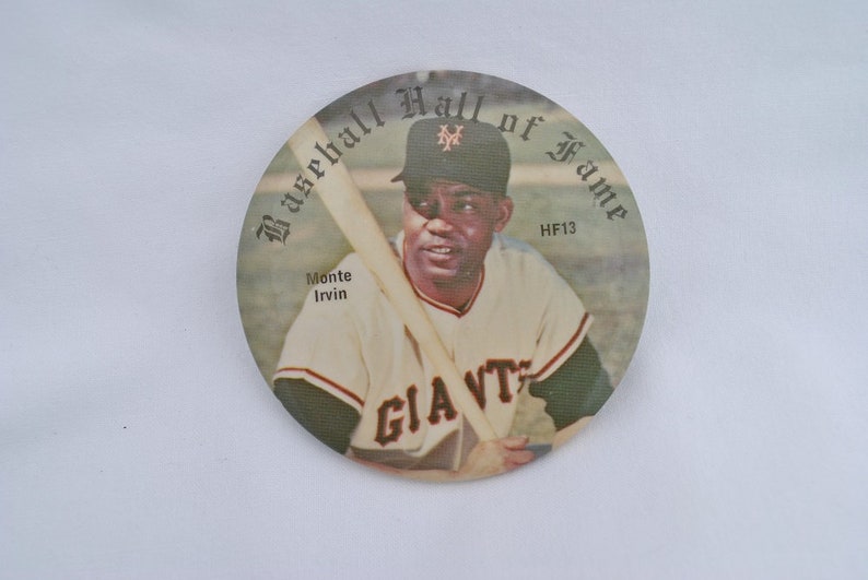 Large 3 Photo Badge Major League Baseball Souvenir Pin Vintage 1978 Monte Irvin San Francisco Giants Hall of Fame Pinback Button