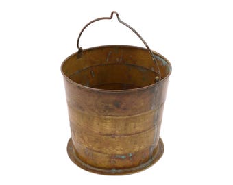 Antique Brass Collapsible Grain Scale Bucket - Telescoping Bucket with Handle